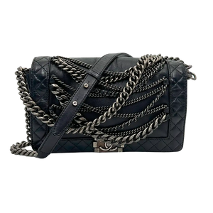 Chanel Boy Multi Chain Medium Tasche zwart