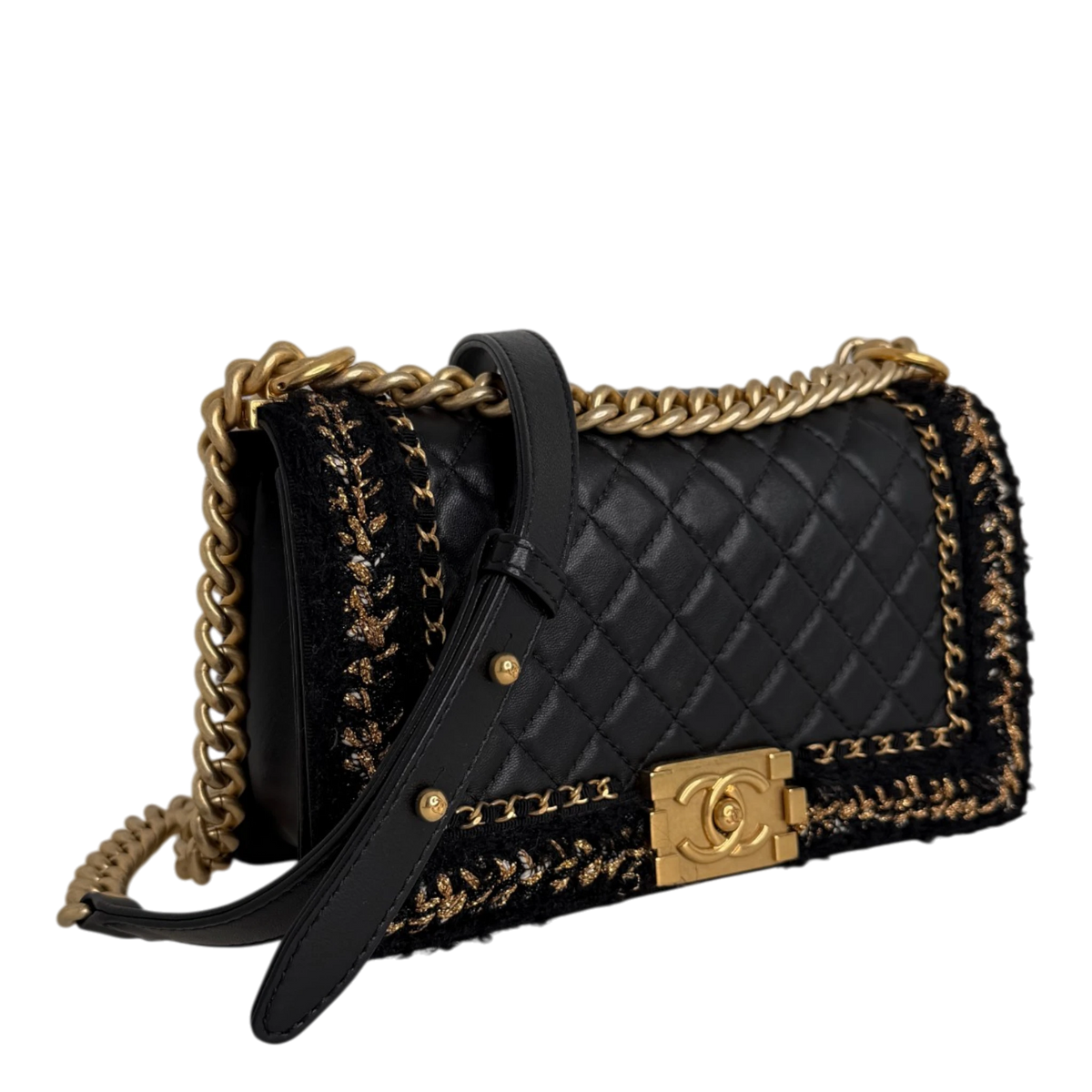 Chanel Boy Braided Jacket Tweed x Lammleder Chanel