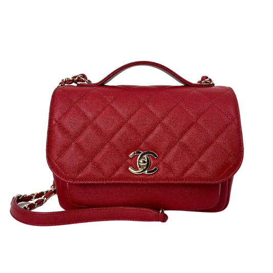 Chanel Business Affinity Medium mittelgroße Tasche Caviar Leder rot Fullset / neuwertig Chanel