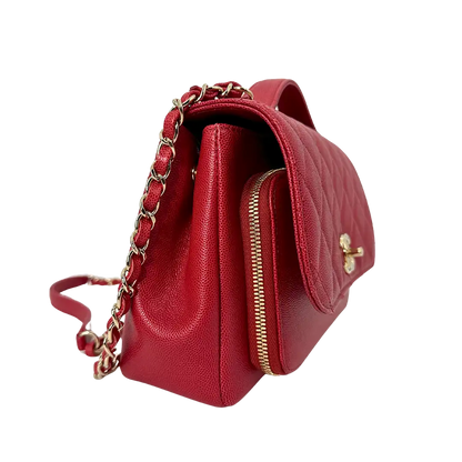 Chanel Business Affinity Medium mittelgroße Tasche Caviar Leder rot Fullset / neuwertig Chanel