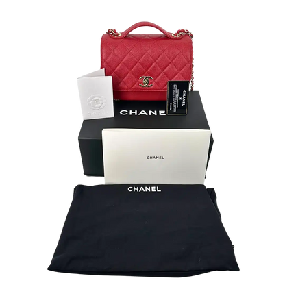 Chanel Business Affinity Medium mittelgroße Tasche Caviar Leder rot Fullset / neuwertig Chanel