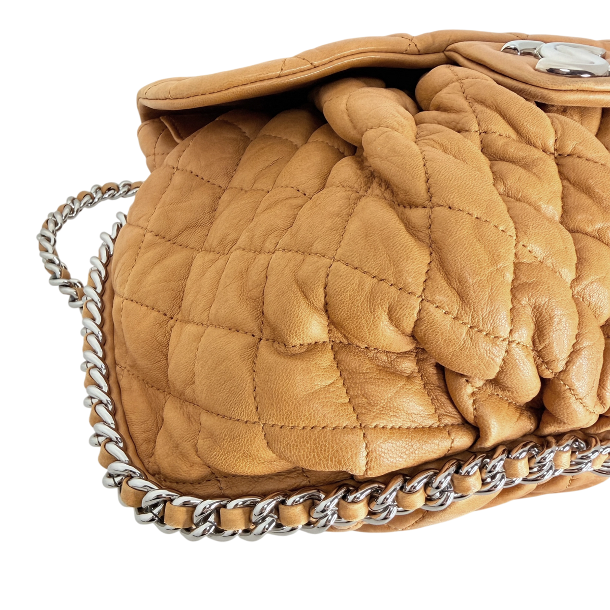 Chanel Chain Around Timeless Flap Bag hellbraun Leder CC-Logo / gut Chanel