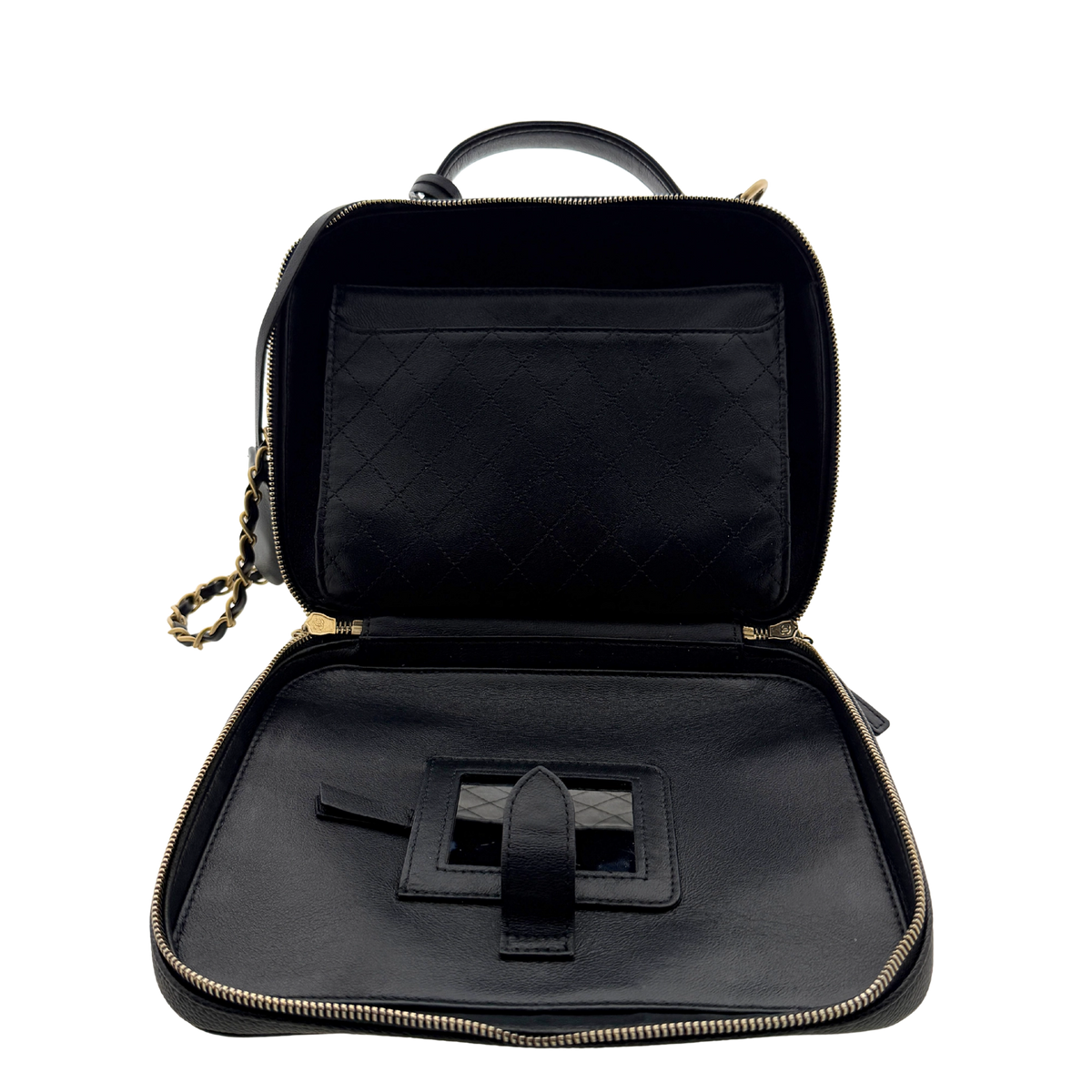Chanel CC Filigree Vanity Case Large Leder schwarz / sehr gut Chanel
