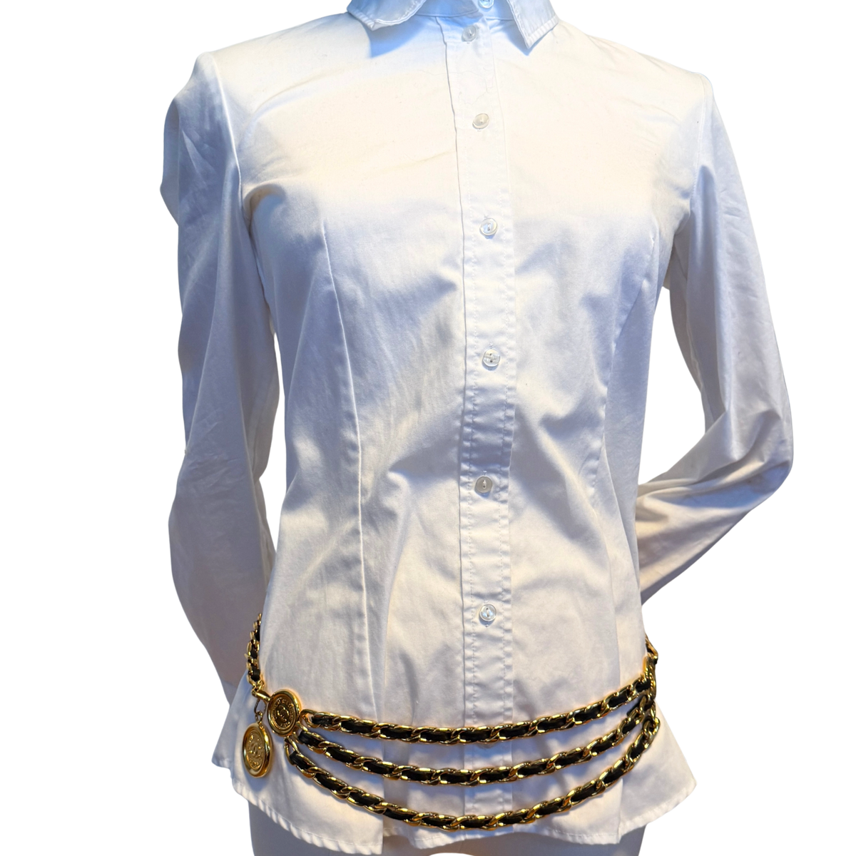 Chanel Ceinture chaine triple Gürtel Schwarz Gold / sehr gut Chanel