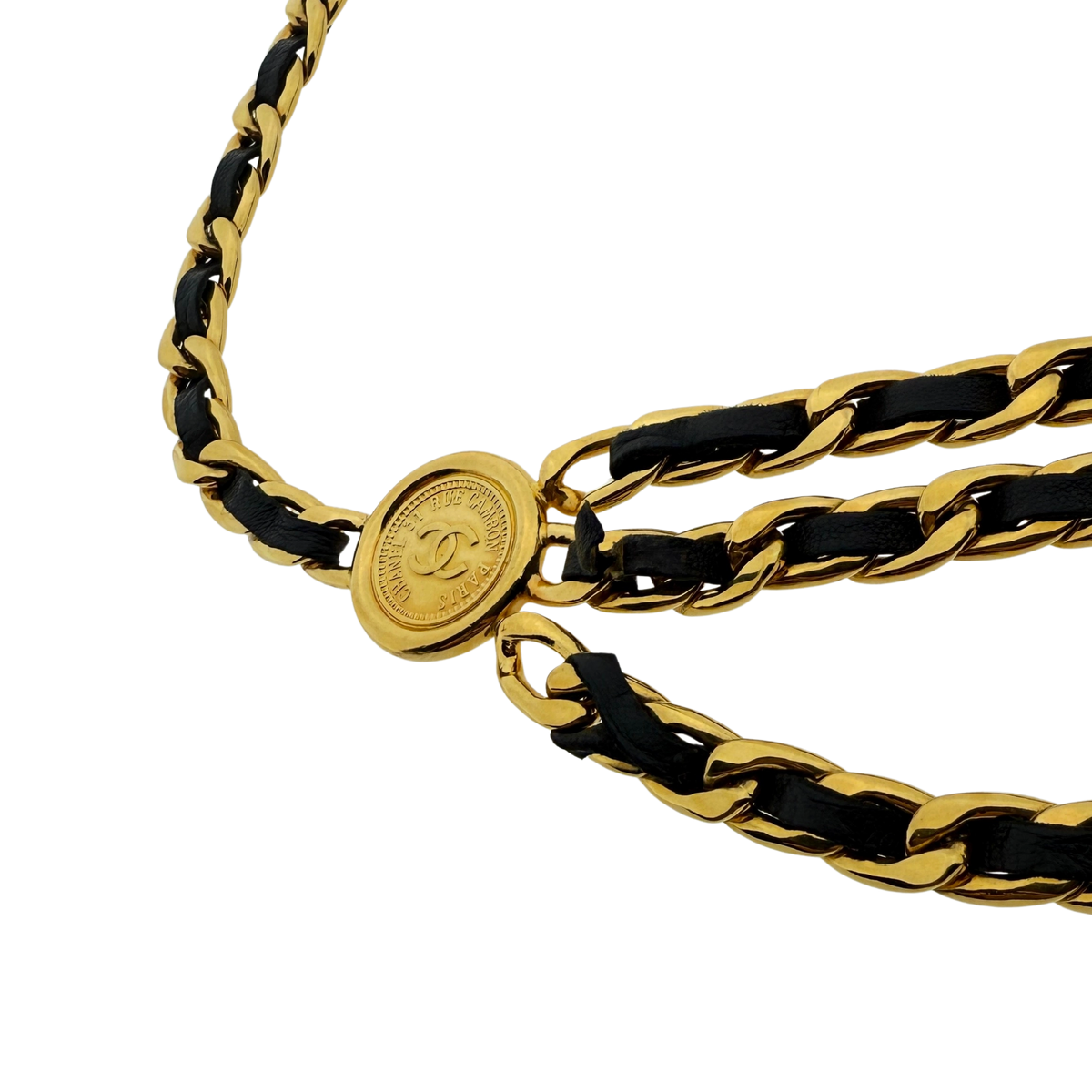 Chanel Ceinture chaine triple Gürtel Schwarz Gold / sehr gut Chanel
