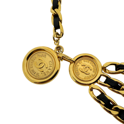 Chanel Ceinture chaine triple Gürtel Schwarz Gold / sehr gut Chanel