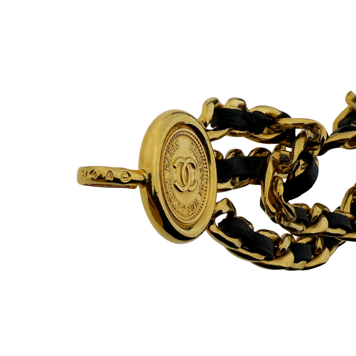 Chanel Ceinture chaine triple Gürtel Schwarz Gold / sehr gut Chanel