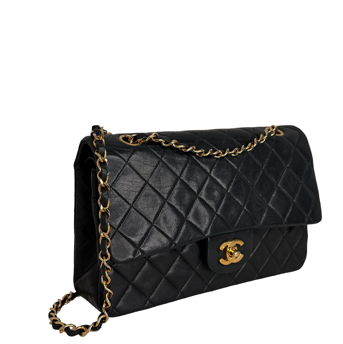 Chanel Timeless Medium Doubleflap Bag Lammleder schwarz GHW / gut Chanel