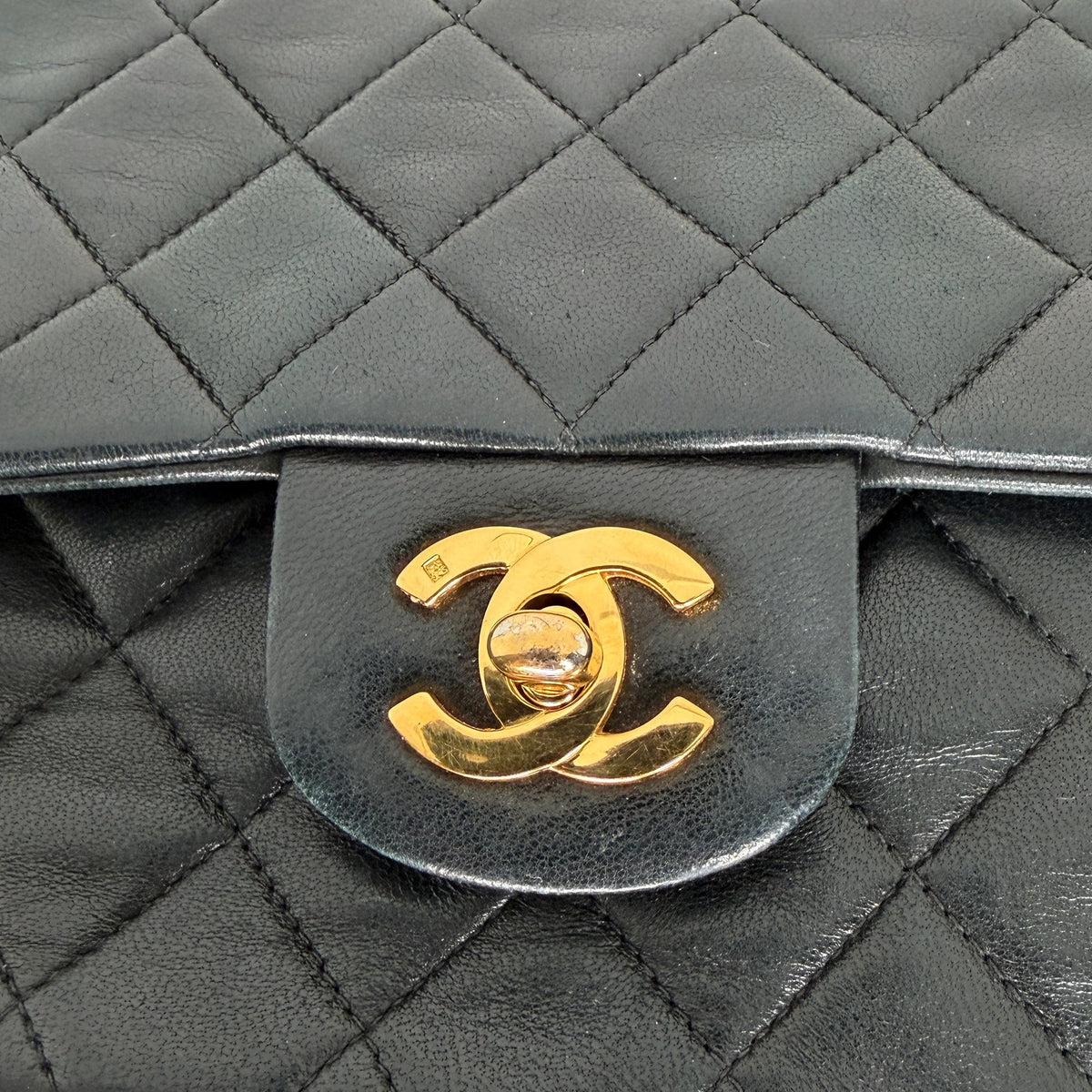 Chanel Timeless Medium Doubleflap Bag Lammleder schwarz GHW / gut Chanel