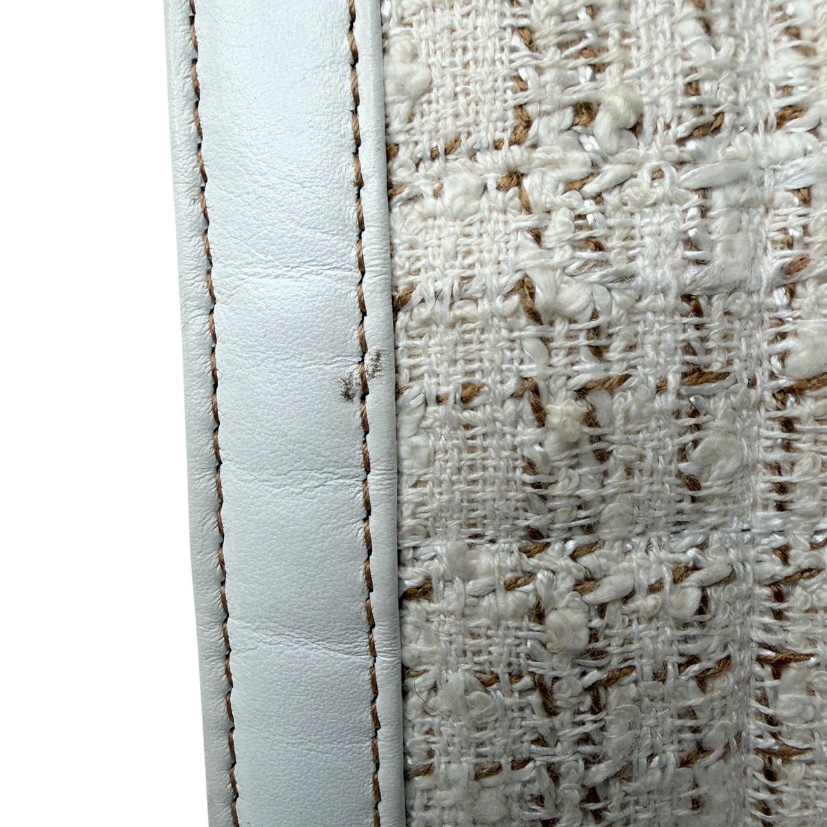 Chanel Classic Square Flap Bag Tweed weiss / beige / sehr gut Chanel