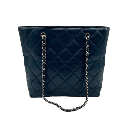Chanel Matelasse Coco Mark Chain Tote Bag Schultertasche Leder navy ultra rar / sehr gut Chanel