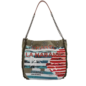 Chanel 2017 Ciba La Habana Tote Bag pailletten kaki