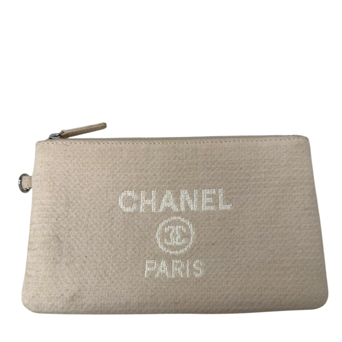 Chanel Deauville mittelgroße Tasche beige silberne Hardware 2022 / gut Chanel