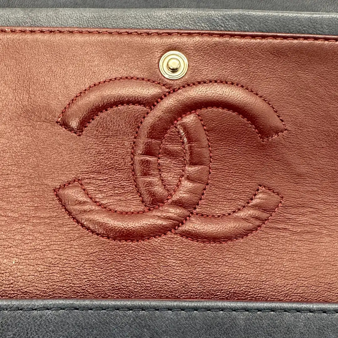 Chanel Timeless Double Flap Bijoux Chain Medium dunkelblau Lammleder / sehr gut Chanel