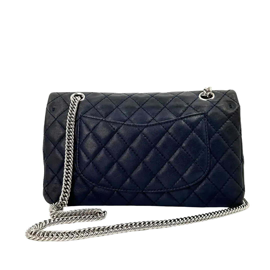 Chanel Timeless Double Flap Bijoux Chain Medium dunkelblau Lammleder / sehr gut Chanel