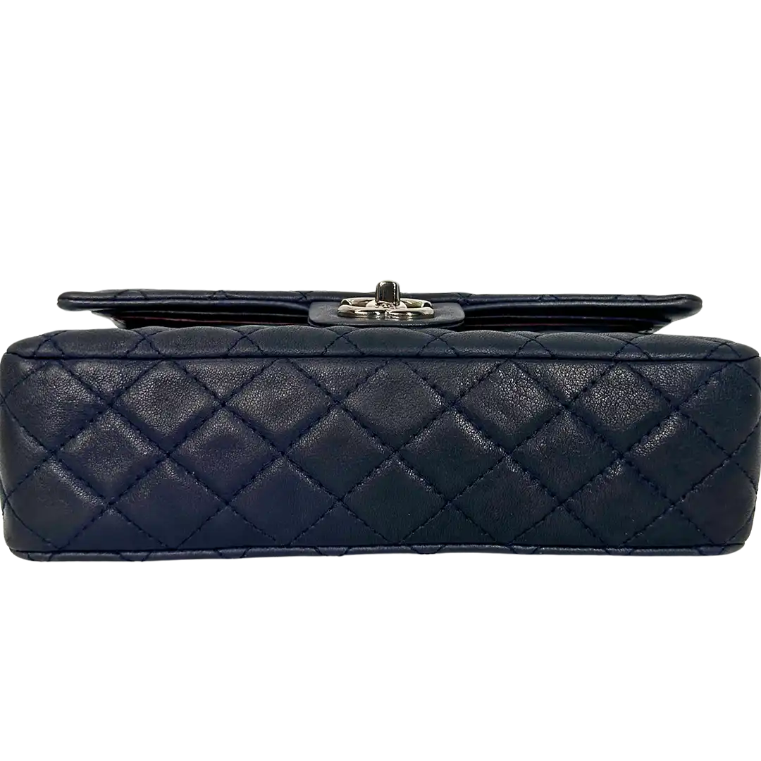 Chanel Timeless Double Flap Bijoux Chain Medium dunkelblau Lammleder / sehr gut Chanel