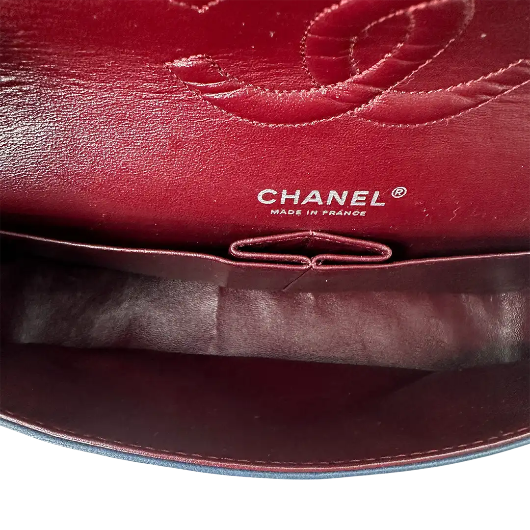 Chanel Timeless Double Flap Bijoux Chain Medium dunkelblau Lammleder / sehr gut Chanel