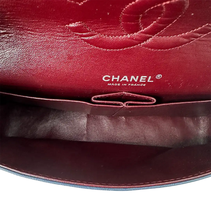 Chanel Timeless Double Flap Bijoux Chain Medium dunkelblau Lammleder / sehr gut Chanel