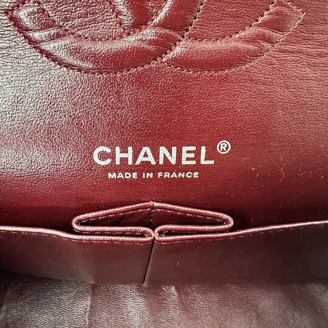 Chanel Timeless Double Flap Bijoux Chain Medium dunkelblau Lammleder / sehr gut Chanel