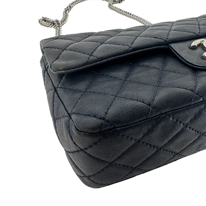 Chanel Timeless Double Flap Bijoux Chain Medium dunkelblau Lammleder / sehr gut Chanel
