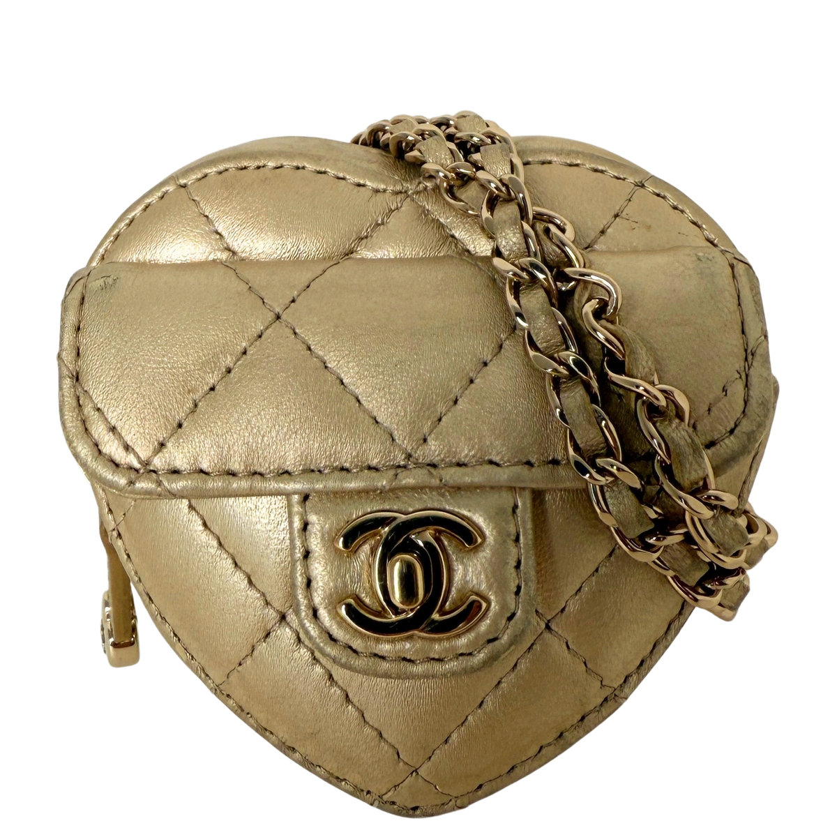 Chanel CC Mini Herztasche Gold  / gut Chanel