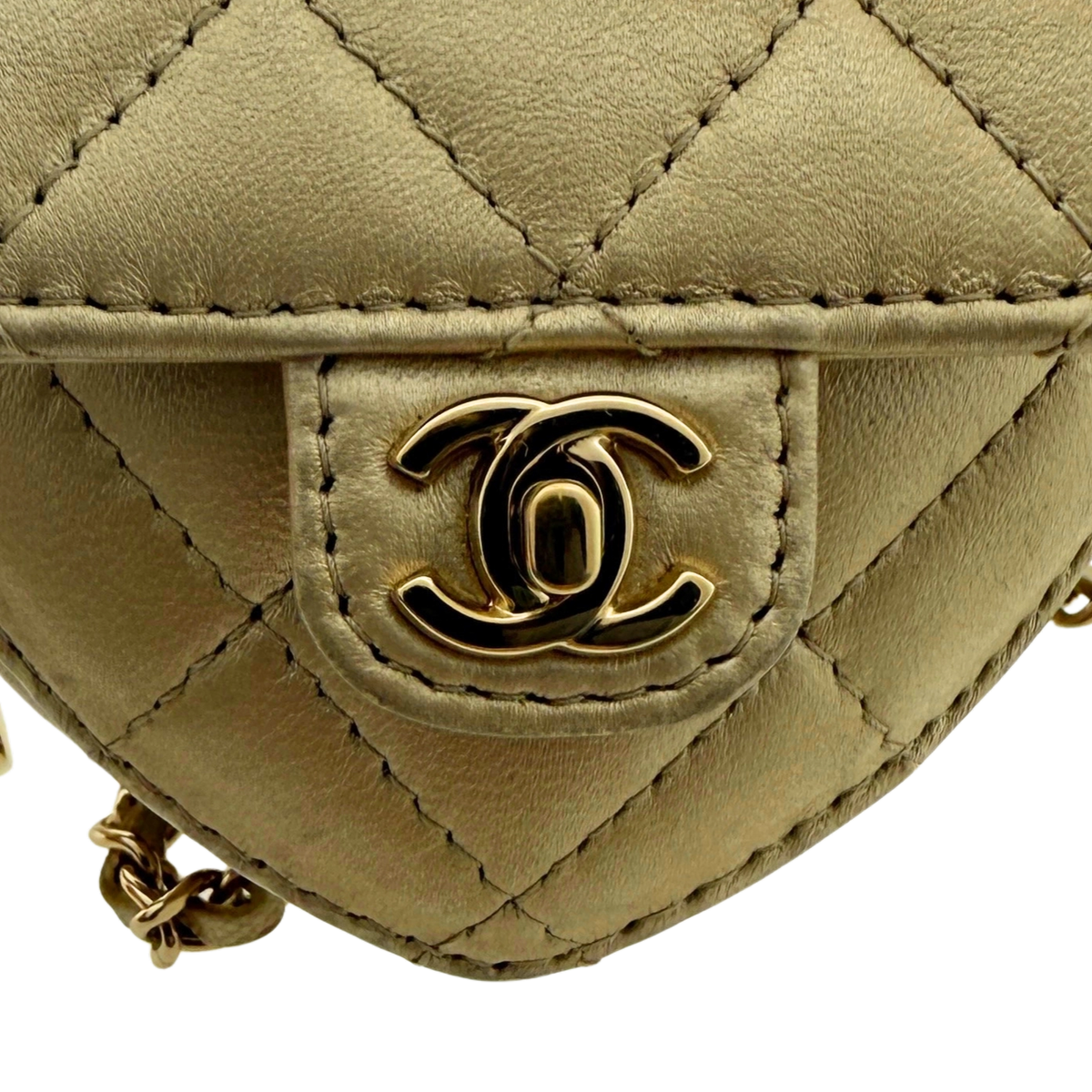 Chanel CC Mini Herztasche Gold  / gut Chanel
