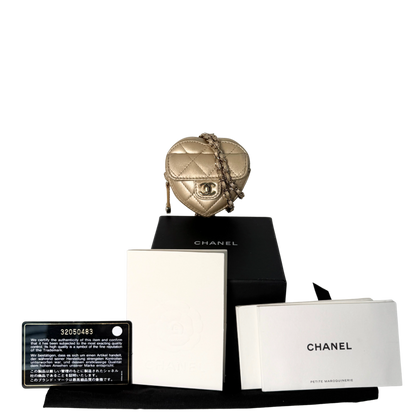 Chanel CC Mini Herztasche Gold  / gut Chanel