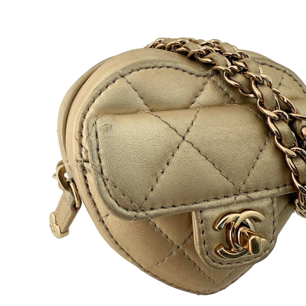 Chanel CC Mini Herztasche Gold  / gut Chanel