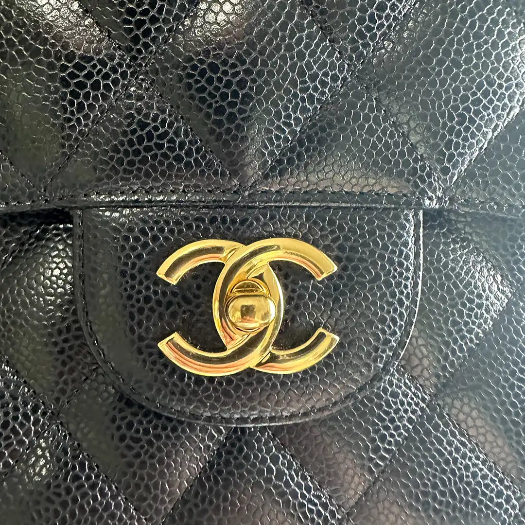 Chanel Timeless Jumbo Double Flap Bag 2011 schwarz Kaviarleder Fullset / sehr gut Chanel