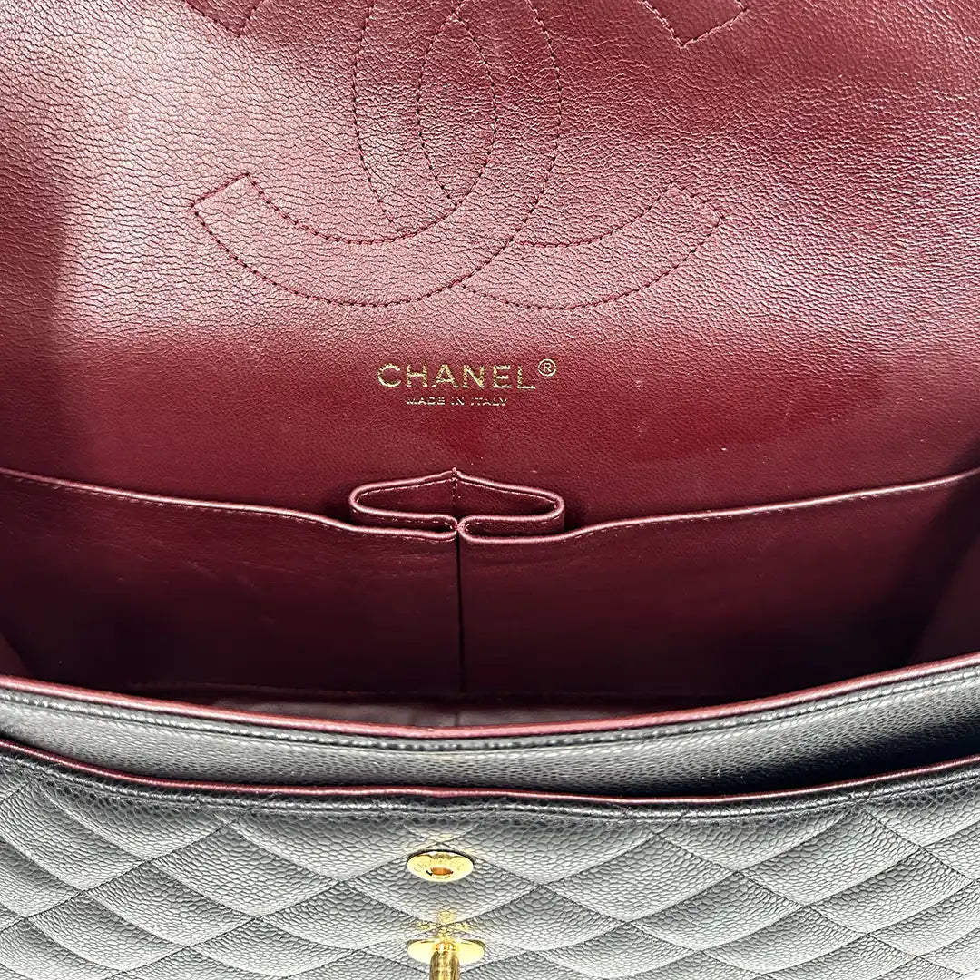 Chanel Timeless Jumbo Double Flap Bag 2011 schwarz Kaviarleder Fullset / sehr gut Chanel
