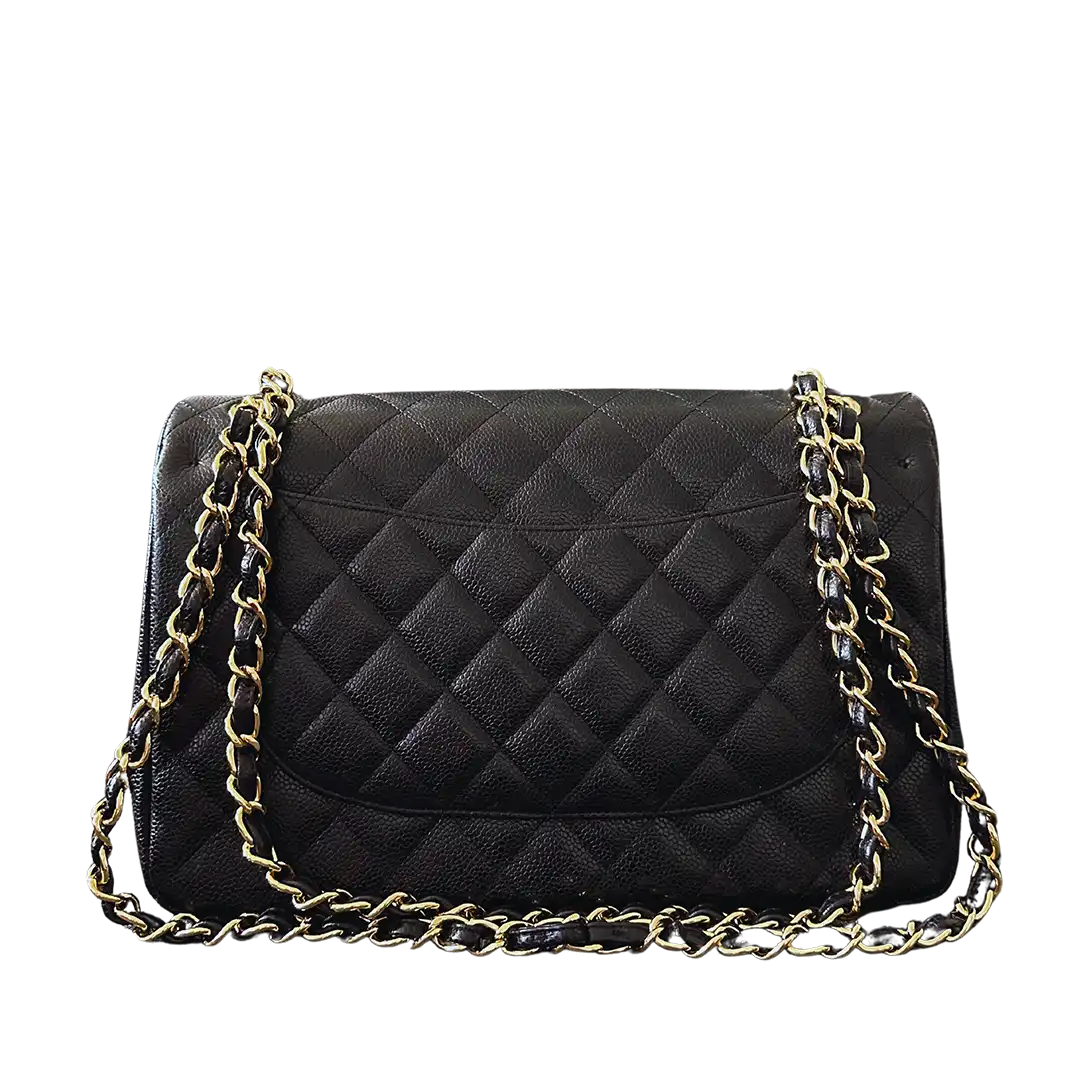 Chanel Timeless Jumbo Double Flap Bag 2011 schwarz Kaviarleder Fullset / sehr gut Chanel