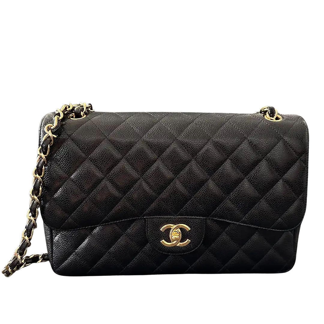 Chanel Timeless Jumbo Double Flap Bag 2011 schwarz Kaviarleder Fullset / sehr gut Chanel