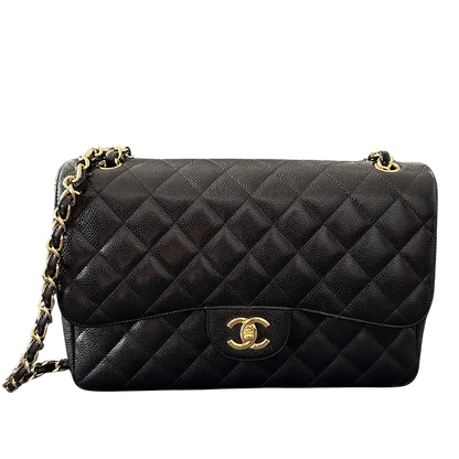 Chanel Timeless Jumbo Double Flap Bag 2011 schwarz Kaviarleder Fullset / sehr gut Chanel