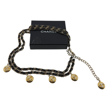 Chanel Kettengürtel mit Interlocking CC Charms Schwarz Gold / sehr gut Chanel