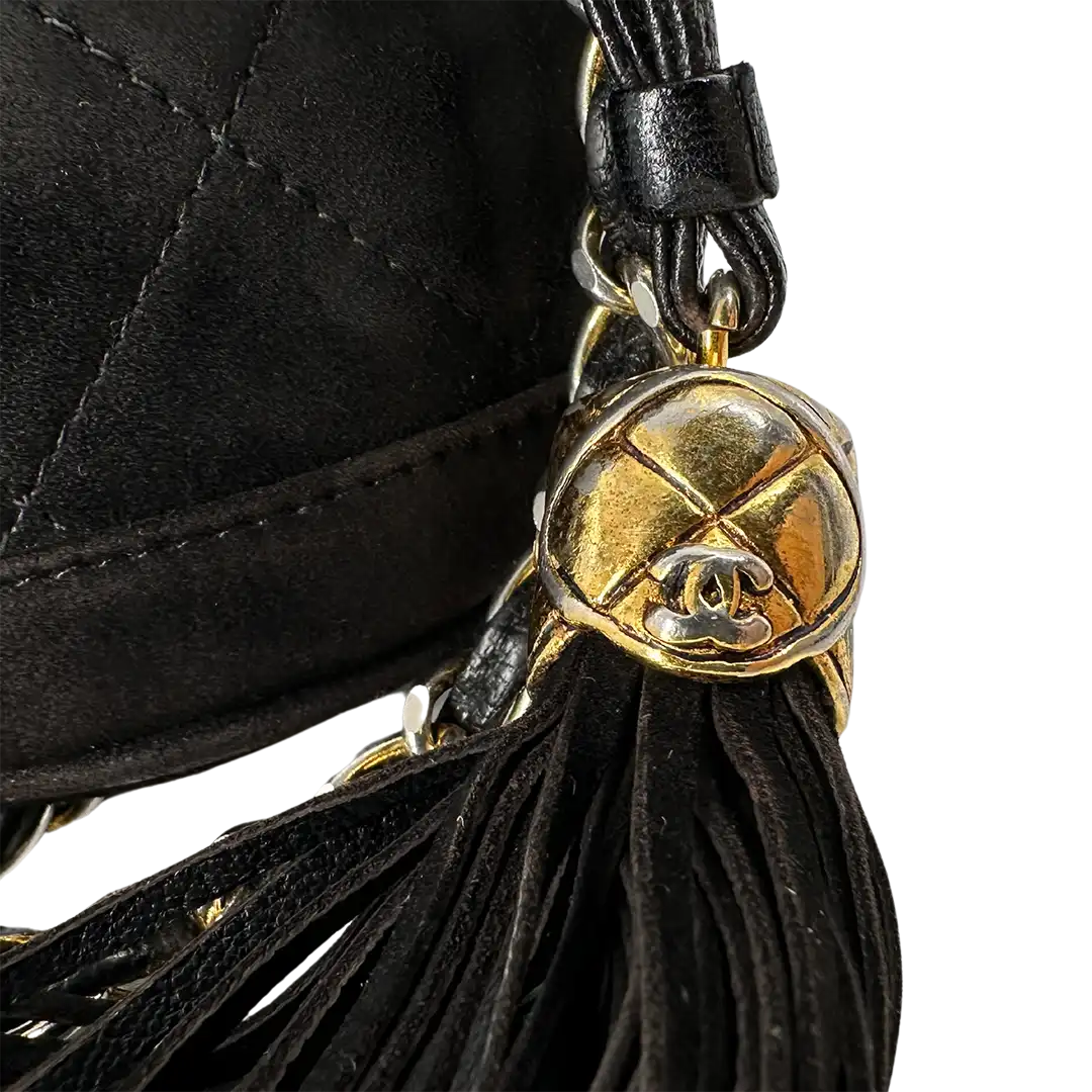 Chanel Vintage Mini Bucket schwarz Wildleder / gut Chanel