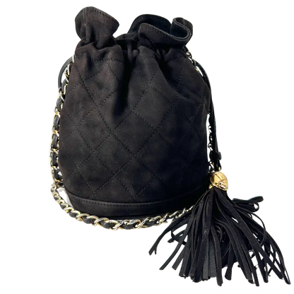 Chanel Vintage Mini Bucket schwarz Wildleder / gut Chanel