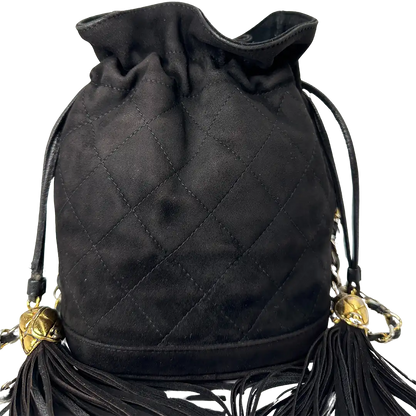 Chanel Vintage Mini Bucket schwarz Wildleder / gut Chanel