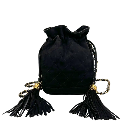 Chanel Vintage Mini Bucket schwarz Wildleder / gut Chanel
