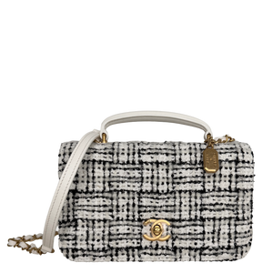 Chanel Mini Tweed Top Handle Double Flap Bag Complete set