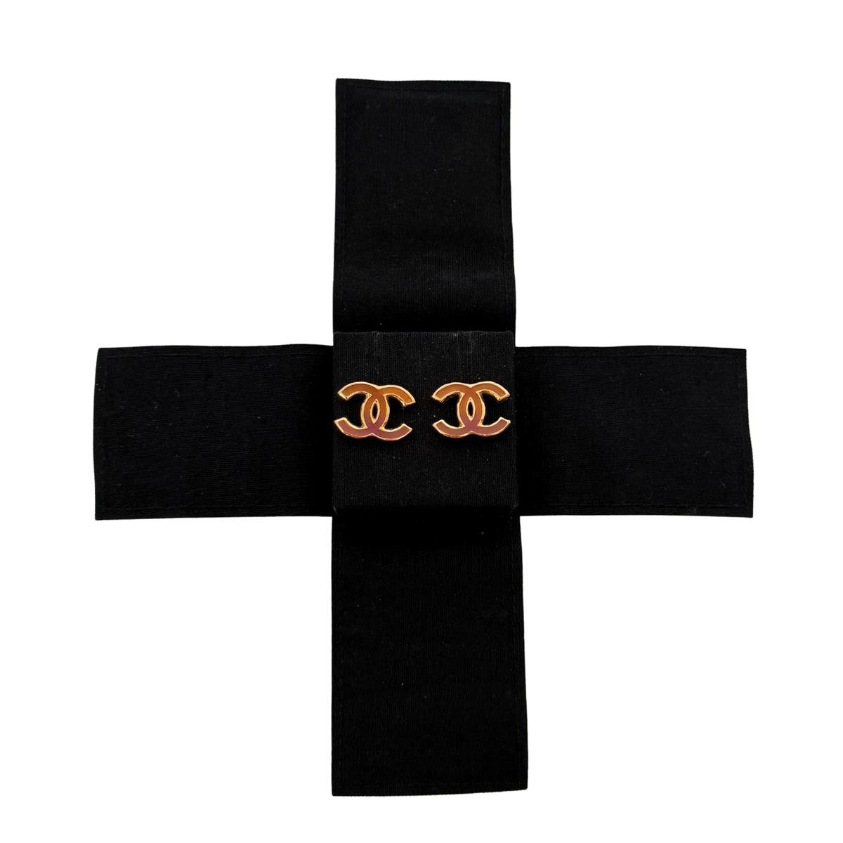 Chanel CC Logo Ohrstecker mit roter Emaille Gold / sehr gut Chanel
