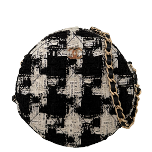 Chanel Round As Earth Tweed Crossbody Tas Zwart