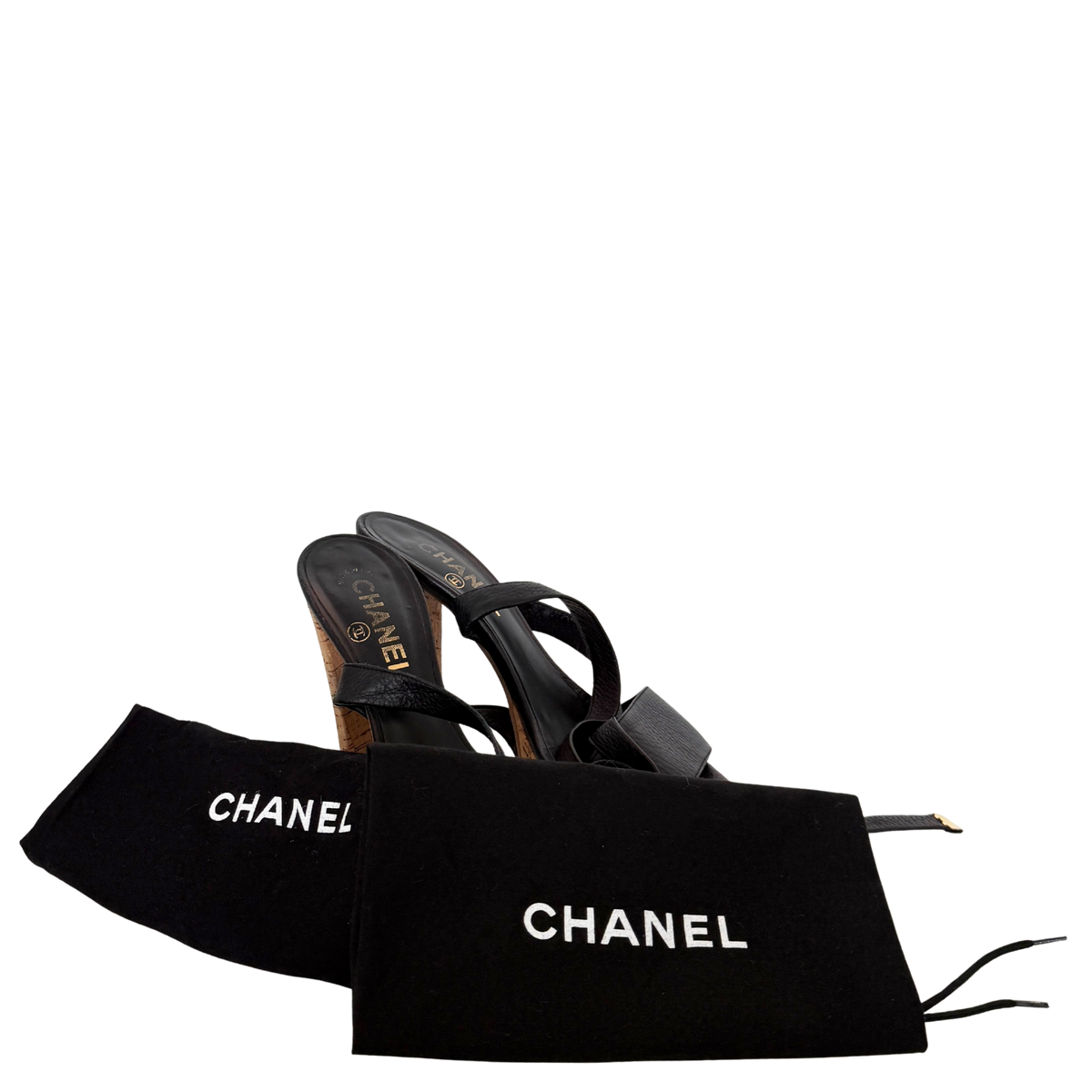 Chanel Sandaletten Größe 38 Schwarz / sehr gut Chanel