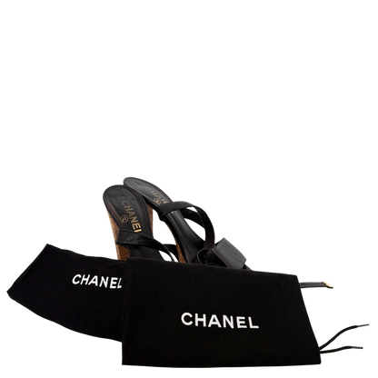 Chanel Sandaletten Größe 38 Schwarz / sehr gut Chanel