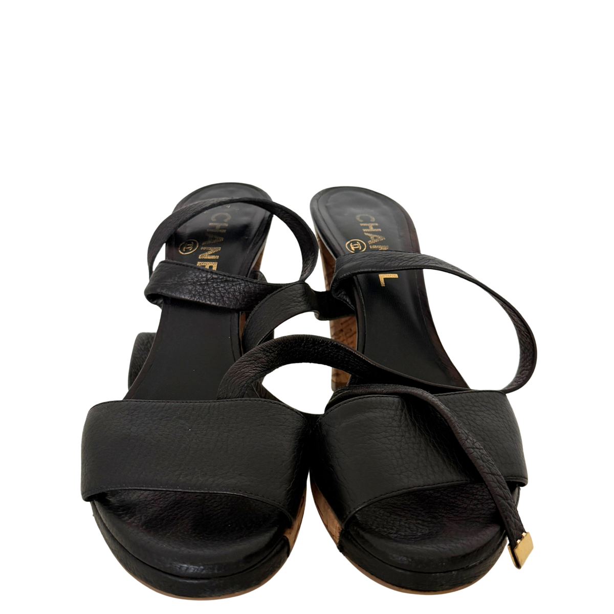 Chanel Sandaletten Größe 38 Schwarz / sehr gut Chanel
