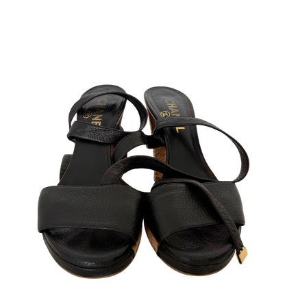 Chanel Sandaletten Größe 38 Schwarz / sehr gut Chanel