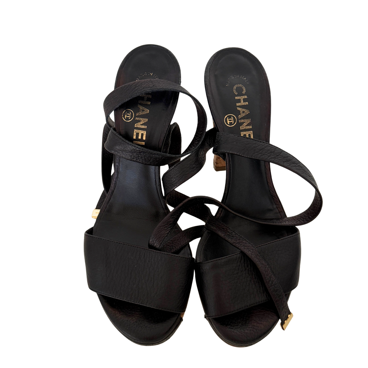 Chanel Sandaletten Größe 38 Schwarz / sehr gut Chanel
