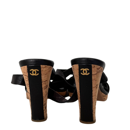 Chanel Sandaletten Größe 38 Schwarz / sehr gut Chanel