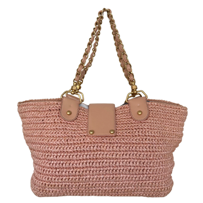 Chanel Raffia Basket Tote Bag light pink / sehr gut Chanel