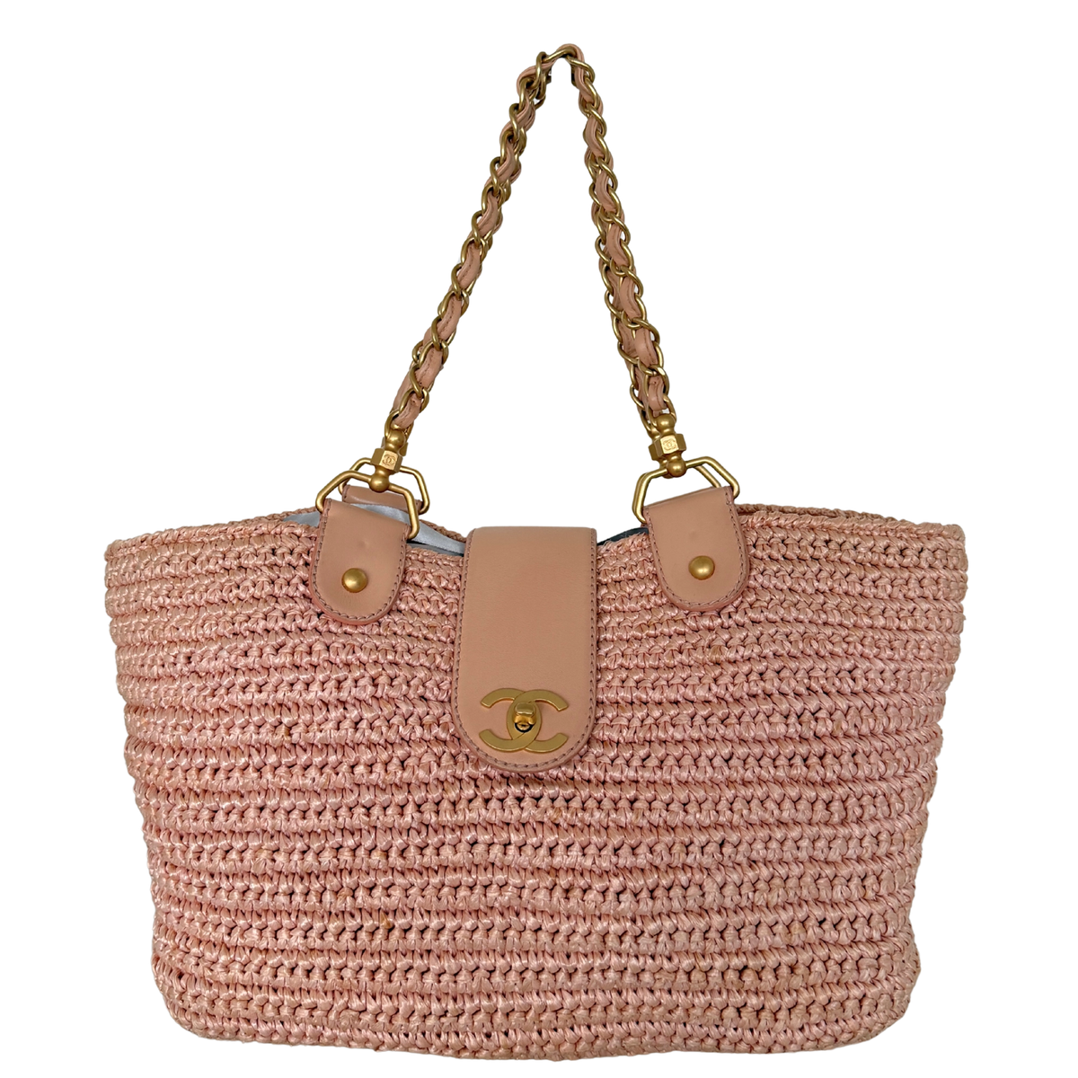 Chanel Raffia Basket Tote Bag light pink / sehr gut Chanel