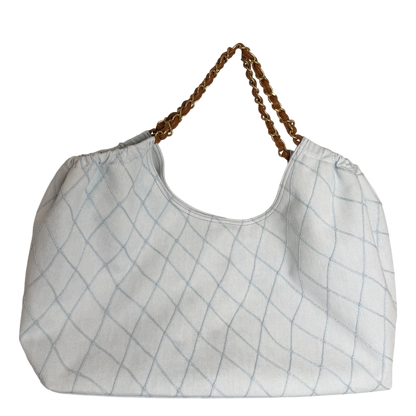 Chanel Small Shopping Bag Denim Hellblau Braun Gold Coco Beach Chanel